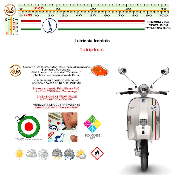 ADESIVI CASCO VESPA - STRISCIA (1 PZ) Kit Strisce Bandiere Italia