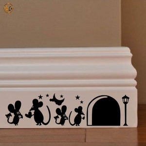 Family topini wall stickers home pvc black discounted 1 kit various pieces measures cm 8x30 wall sticker mouse family house romantic night