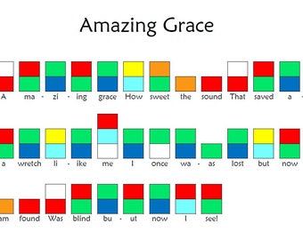 Amazing Grace druckbare Song Chart für Handglocken