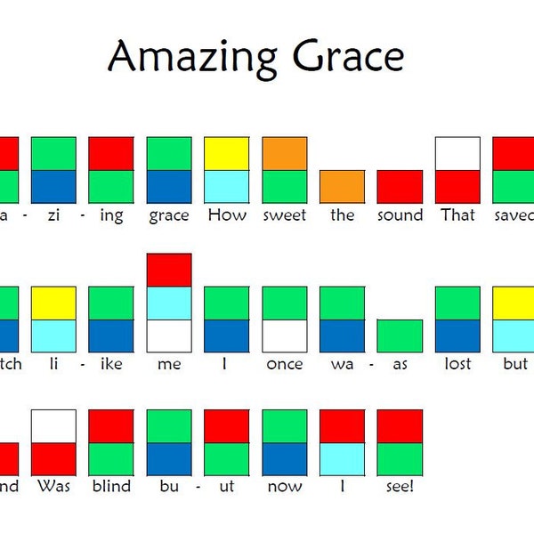 Amazing Grace Printable Song Chart for Handbells