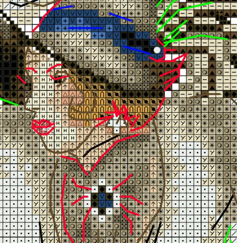 Cross stitch pattern Lady with dogs in blue PDF woman and dogs Instant download