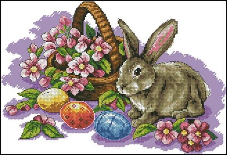 Cross stitch pattern Easter Bunny Easter Cross Stitch PDF Rabbit Cross Stitch Instant Download