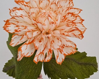 Hand-Painted Crepe Paper Dahlia: Lifelike Floral Art