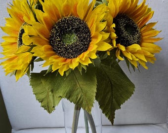 Fleur en papier tournesol - Art floral en papier crêpe fait main pour une décoration d'automne - coût pièce