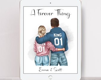 Personalised boy best friend digital download friendship couple illustration gift