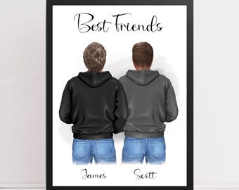 Personalised best friend print male friendship gift