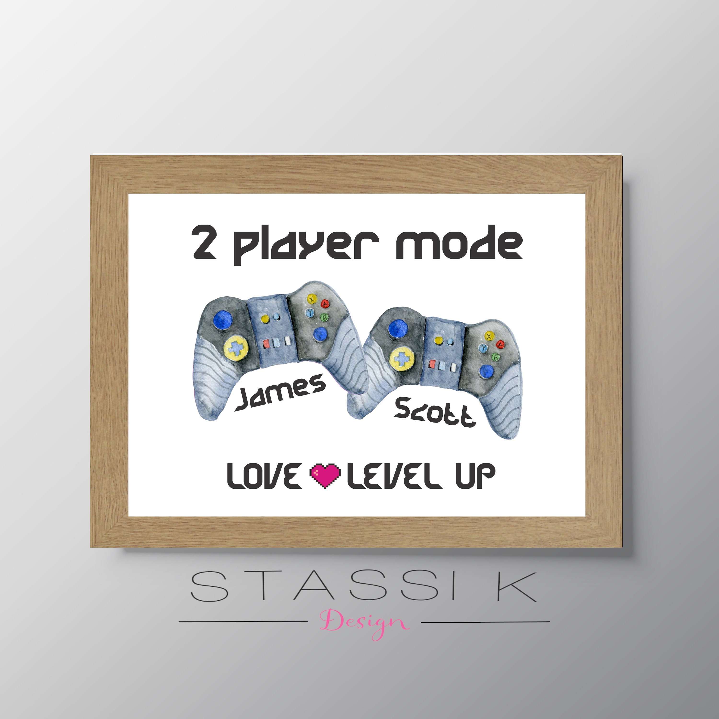 Gamer Couple Print. Wedding Engagement Valentine Print | Etsy
