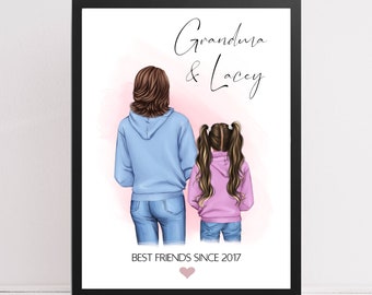 Gift from grandchild, custom grandparents illustration