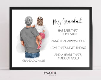 Personalised grandparent print, gift for grandad from grandchild,