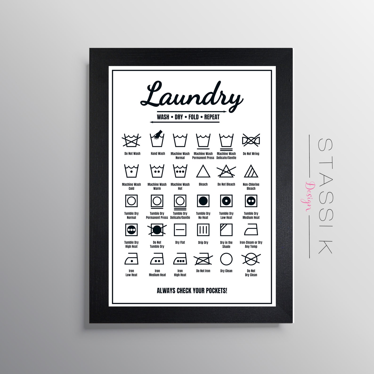 Laundry Symbols Print Framed Laundry Print Laundry Quote Etsy