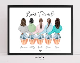 Personalised Friends Illustration Print: Custom Group Gift