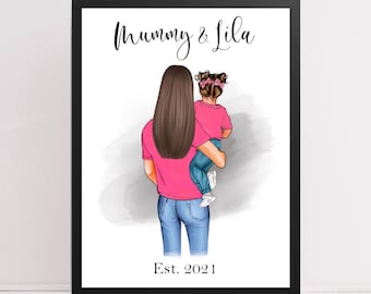 Mum and Child Print, mother's day gift, birthday gift for mummy