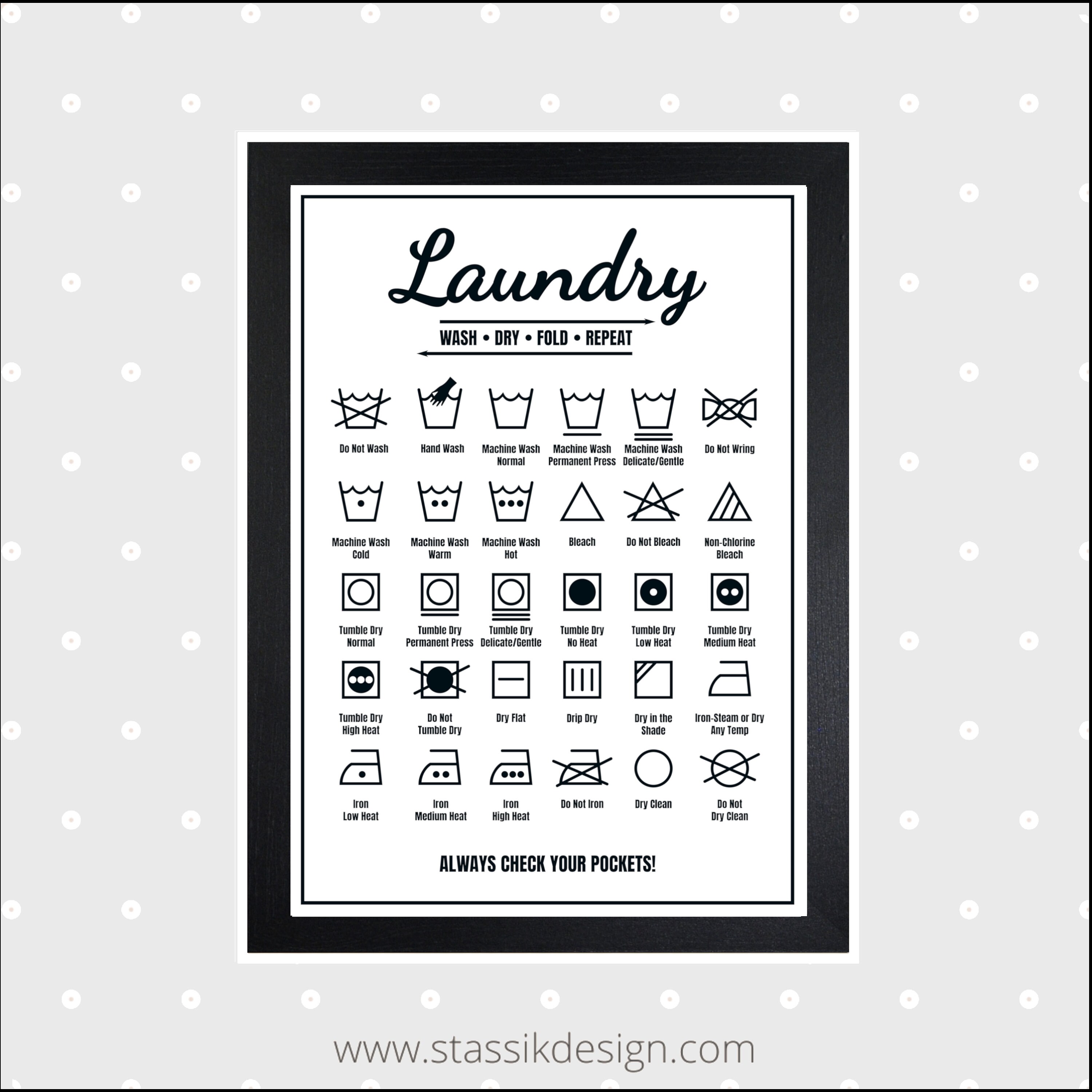 Laundry Symbols Print Framed Laundry Print Laundry Quote Etsy