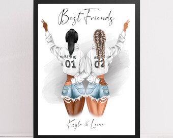 Personalised Friend Print, Custom Friendship Illustration