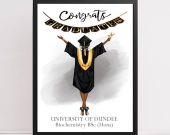 Personalised Graduation Illustration Print Graduate  Gift