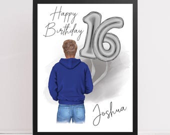 Personalized 16th Birthday Print for Him: Keepsake Gift