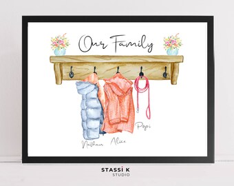Personalised family coats gift, new home gift