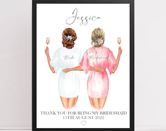 Gift for bridesmaid custom print