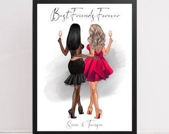 Personalised Friend Print, Custom Friendship Art