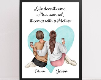 Mum and daughter personalised print