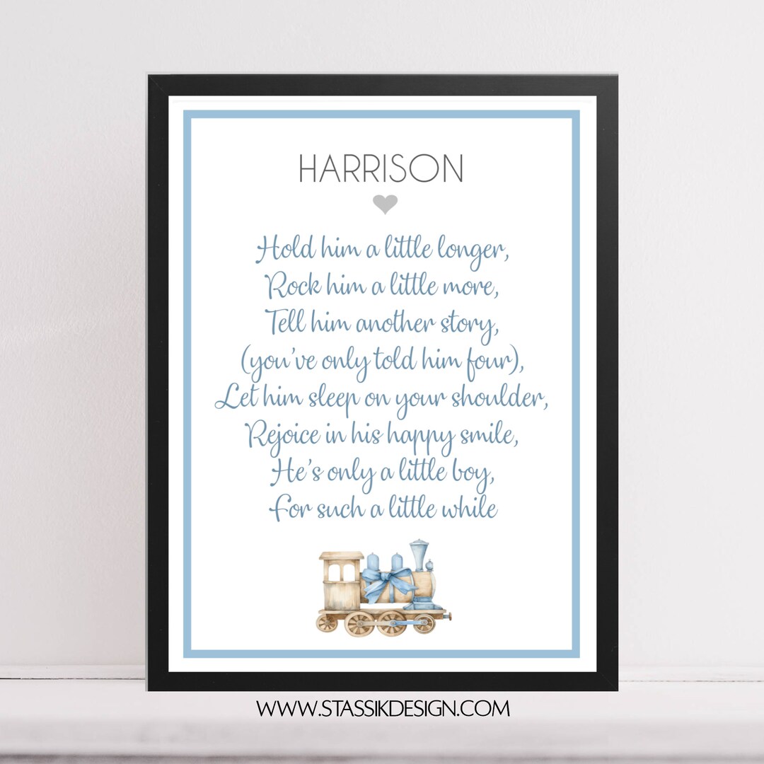 Personalised Nursery Print Hold Him a Little Longer Poem - Etsy UK