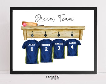 Gift for sport fan family, family dream team print