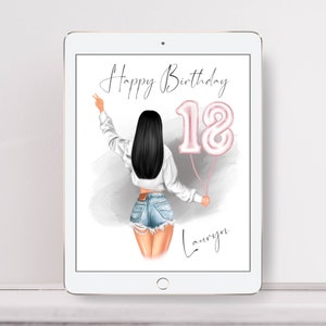 18. Geburtstag personalisierte Illustration digitaler Download