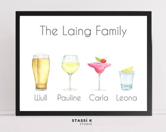 Personalised family drinks gift, gif for family