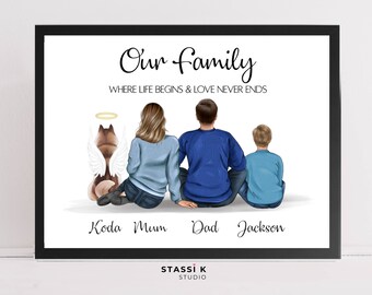 Personalised family print, custom family illustration gift