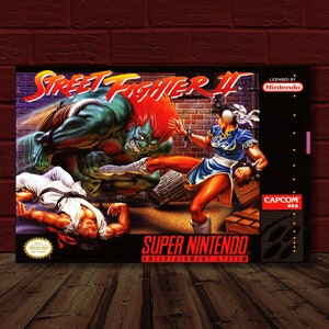 Street Fighter 2 - Super Nintendo (SNES) Videospiel Cover Poster 10.5x15.25