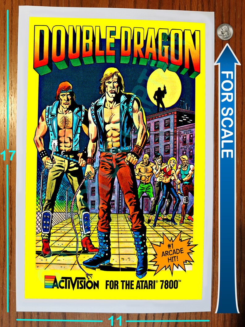 Double Dragon ATARI 7800 Video Game Cover Reprint Poster VB 10.5x15.25 image 2