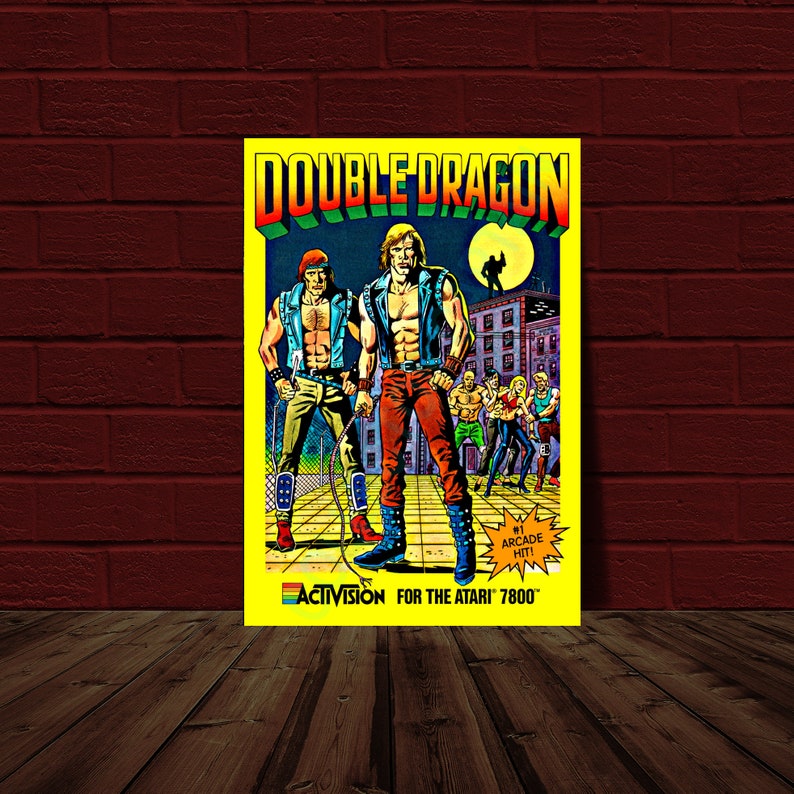 Double Dragon ATARI 7800 Video Game Cover Reprint Poster VB 10.5x15.25 image 1