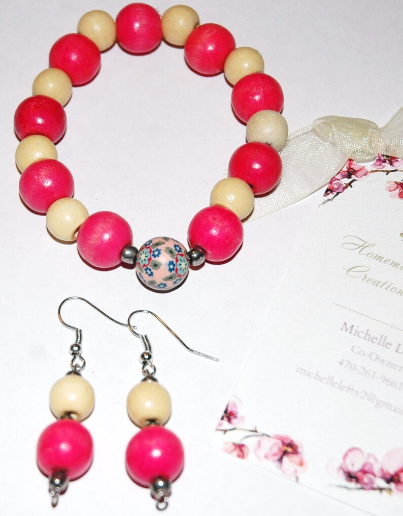 Pink and tan wood set