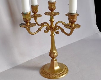 A Nice Art Nouveau Style Foldable Bronze or Brass Vintage Five Candle Holder or Candelabra Centrepiece and found in Normandy France