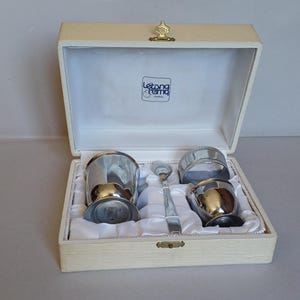 A Lovely Elegant Boxed Set of - Four Silver Stainless steel, Christening set with spoon, Made by Remy Letang designs, found Normandy France