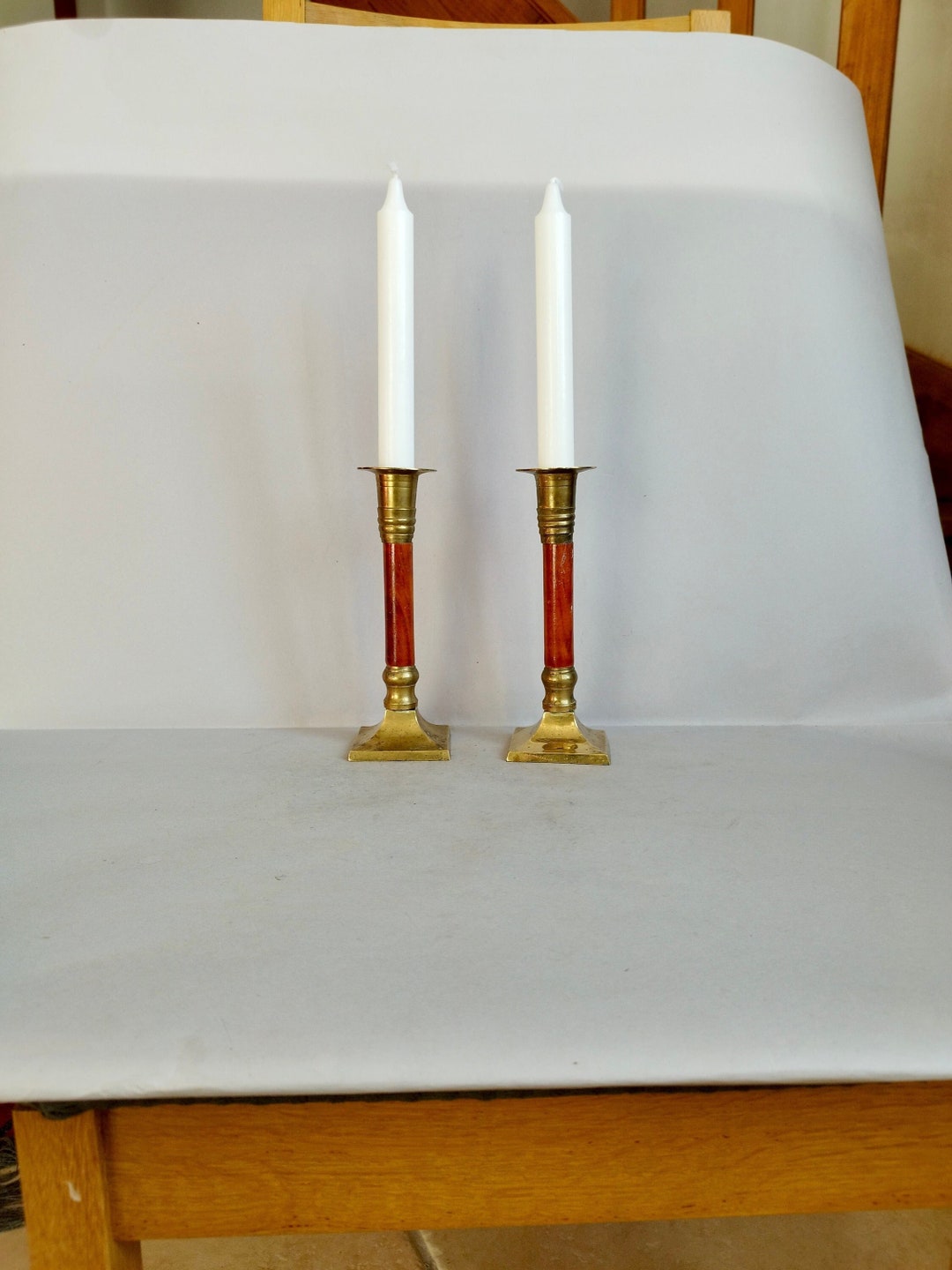 A Lovely Classic Pair of Midcentury, Short Decorative, Vintage Wooden