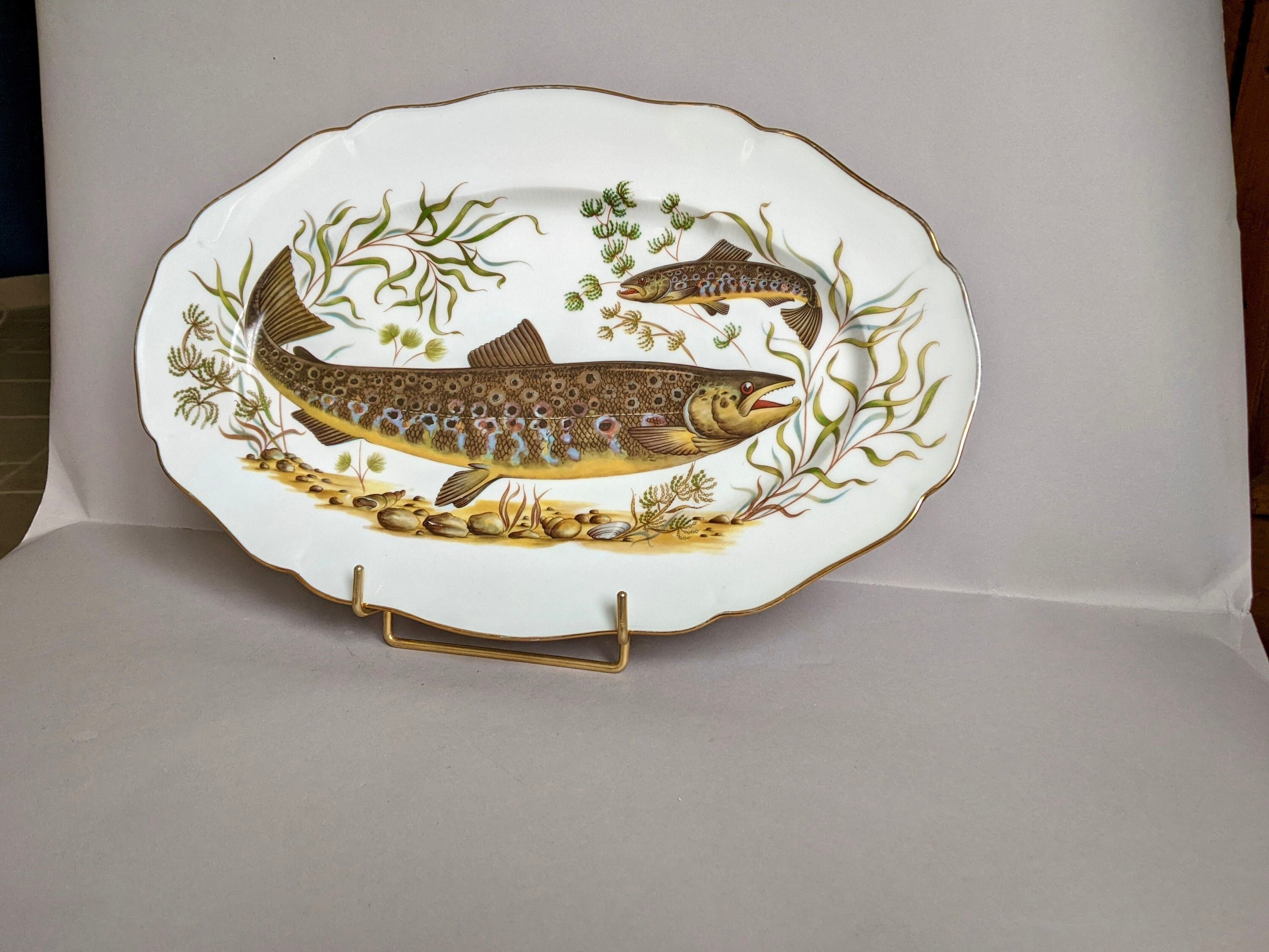 Un Superbe Plateau de Poisson en Porcelaine Vintage Royal Limoge | France/Plat Service Assiette Orne
