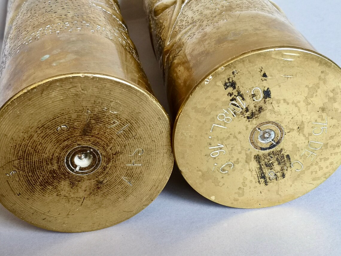 A Lovely Pair of Engraved 75 mm Shell Casings Made for WW 1 Etsy