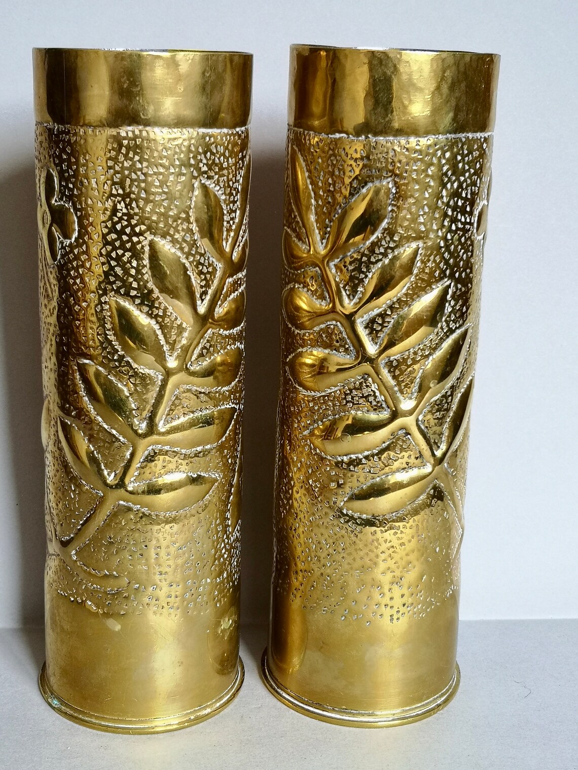 A Lovely Pair of Engraved 75 mm Shell Casings Made for WW 1 Etsy