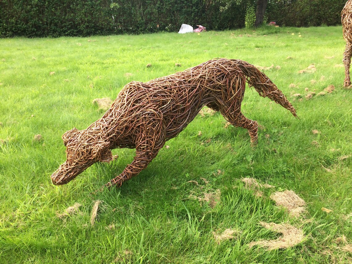 Willow Wicker Dog Sculpture terrier Size Pet Garden Animal Etsy UK