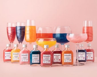 40 FAB FLAVOURS! Shimmer Glitter Syrups for Prosecco, Gin Vodka Cocktail making, Rum.10 servings, passionfruit, candyfloss, raspberry & more