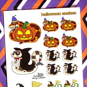 Fantasias de cobras assustadoras de Halloween, folha de adesivos de papel A6 fofa