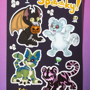 Neopets Spooky Kougras A5 Vinyl Sticker Sheet