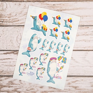 Blåhaj Birthday Party A6 Paper Sticker Sheet