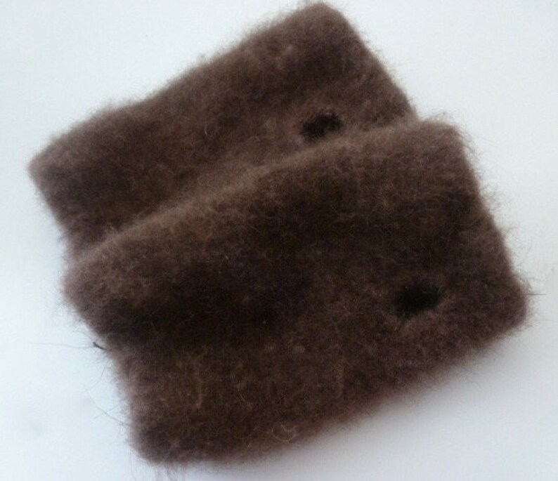 Hand sewn elastic casings fingerless gloves Alaska muskoxen fiber #6 Arctic Plush* 6 inches Free us shipping #6 Rusty Brown fleece