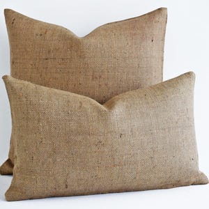 Outdoor Indoor Natural Burlap Throw Pillow Cover Solid Farmhouse Jute Pillowcase for Bed Couch Sofa Bench 24 x 24 26x26 20 Small Long Extra