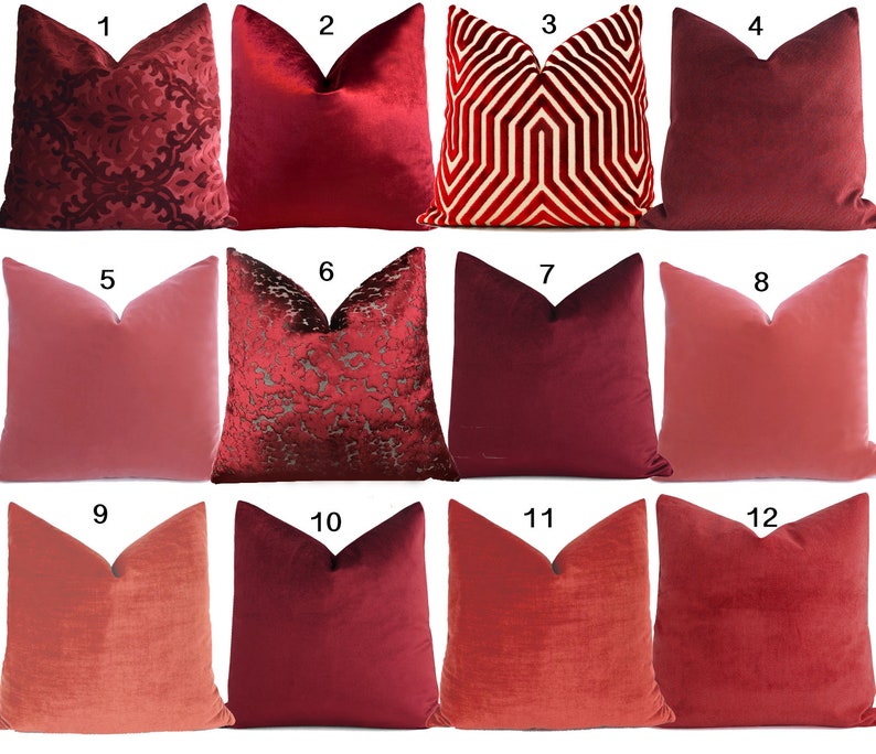 Luxury Dark Red Velvet Pillow Cover Red Pillow Covers 20x20 Etsy
