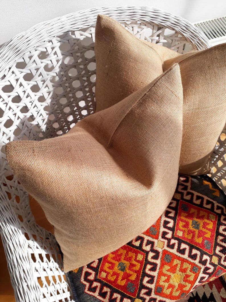 BURLAP pillow cover wholesale CUSTOM Burlap pillow cover 24x24 22x22 20x20 18x18 16x16 26x26 28x28 30x30 12x18 12x36 Lumbar Pillow Euro Sham image 4