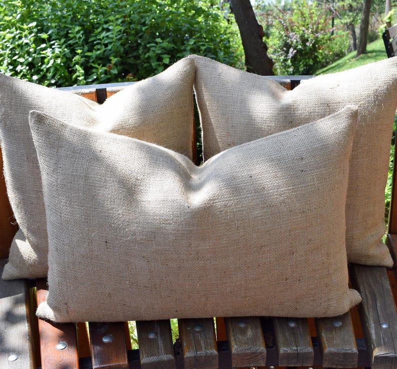 BURLAP pillow cover wholesale CUSTOM Burlap pillow cover 24x24 22x22 20x20 18x18 16x16 26x26 28x28 30x30 12x18 12x36 Lumbar Pillow Euro Sham image 14