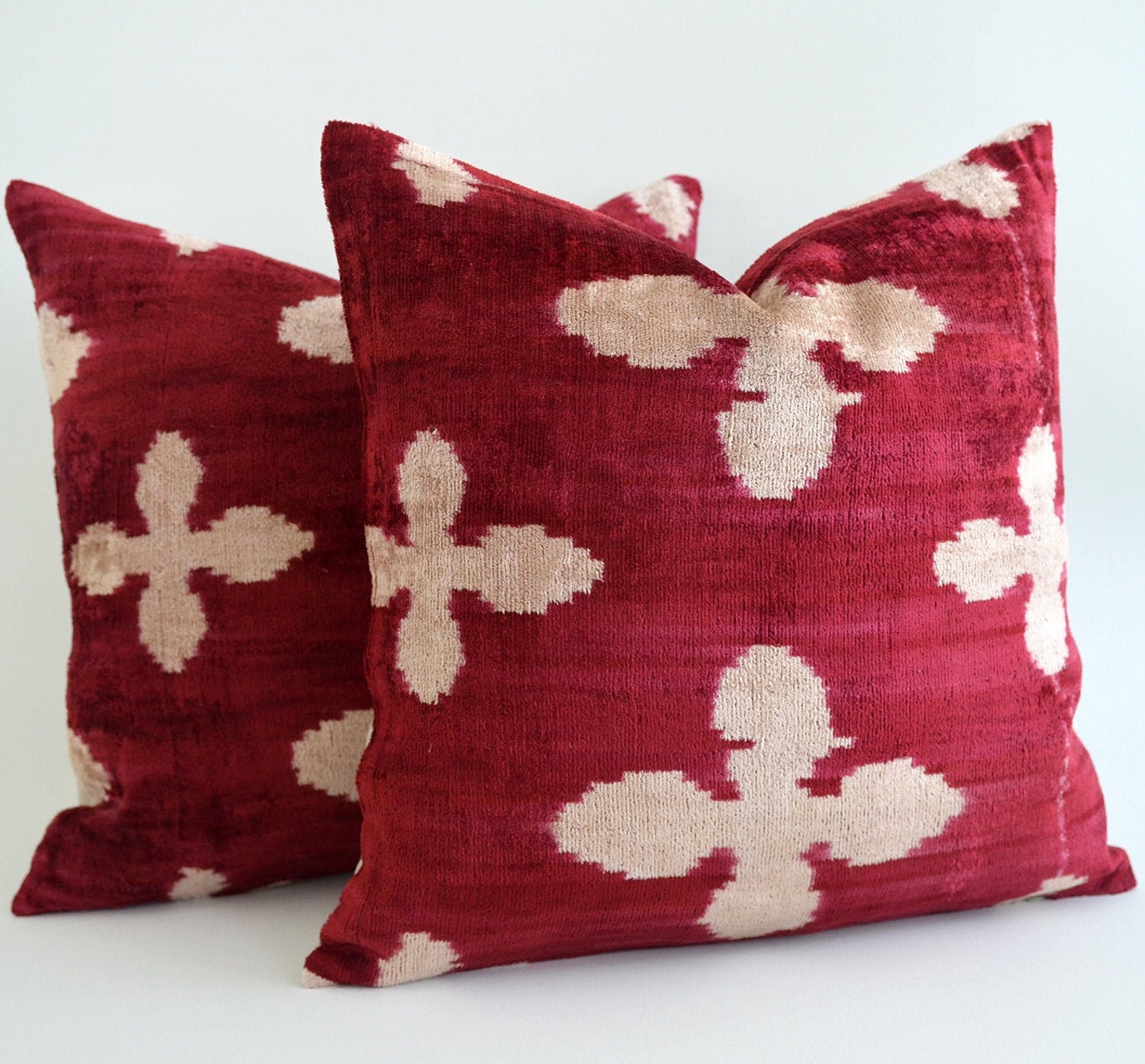 Luxury Red Velvet Ikat Pillowsikat Pillowsilk Ikat Etsy